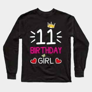 Kids 11th Birthday Girl Crown Princess Long Sleeve T-Shirt